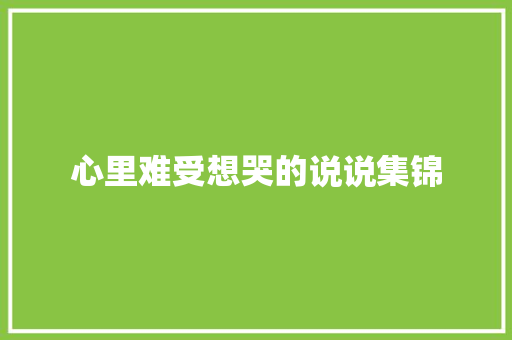 心里难受想哭的说说集锦 报告写作