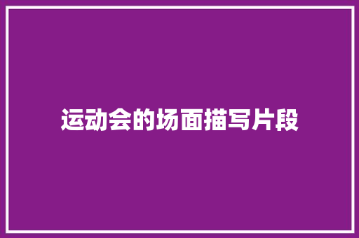 运动会的场面描写片段 范文赏析