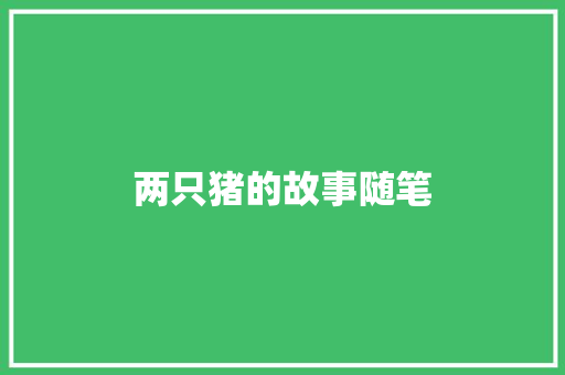 两只猪的故事随笔 商业文案