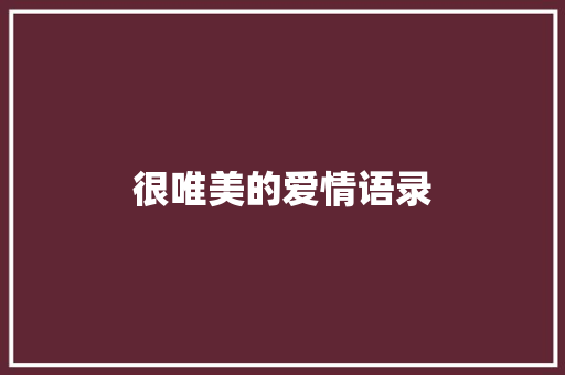 很唯美的爱情语录 词汇积累