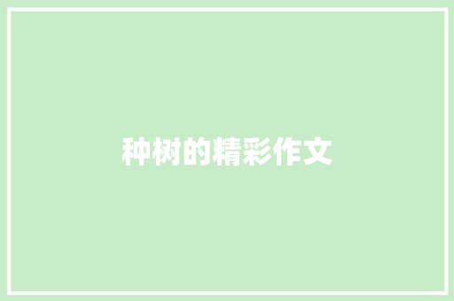 种树的精彩作文