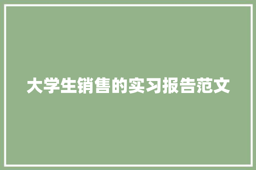 大学生销售的实习报告范文 商业文案