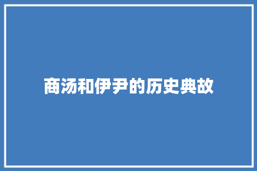 商汤和伊尹的历史典故 词汇积累