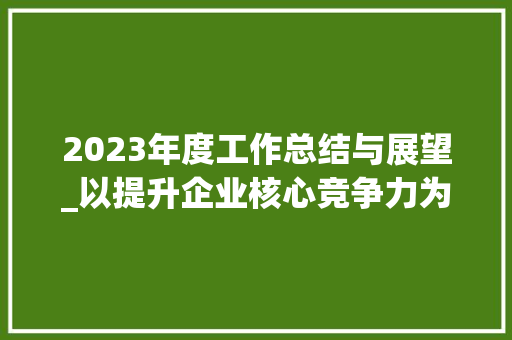 2023年度工作总结与展望_以提升企业核心竞争力为目标_工作总结公文格式范文