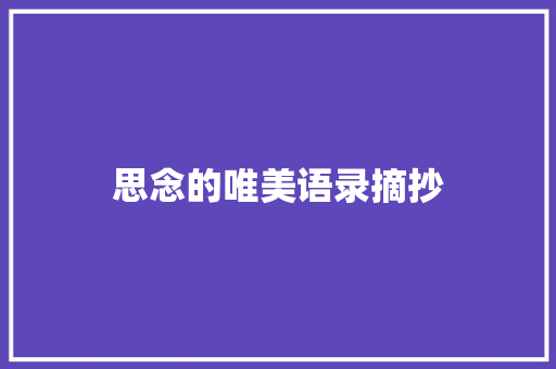 思念的唯美语录摘抄 写作技巧