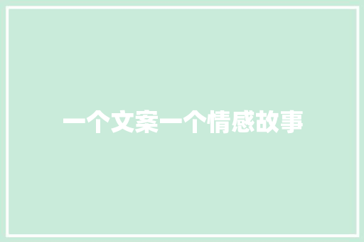 一个文案一个情感故事 报告写作