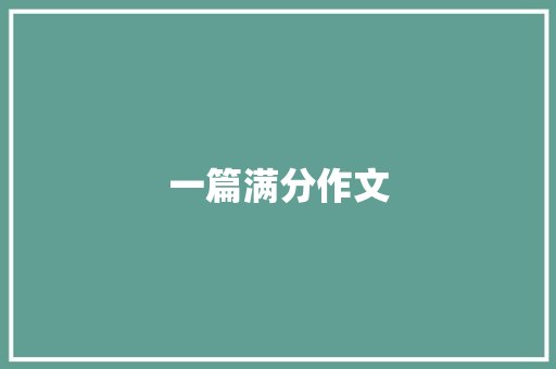 一篇满分作文