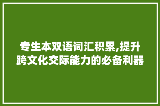 专生本双语词汇积累,提升跨文化交际能力的必备利器_专生本双语词汇积累
