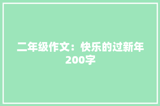 二年级作文：快乐的过新年200字