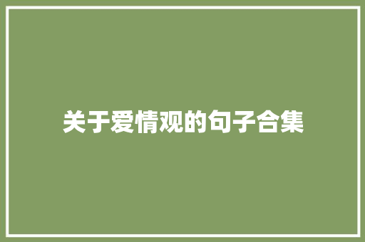 关于爱情观的句子合集 范文赏析
