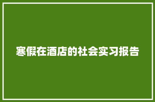 寒假在酒店的社会实习报告 范文赏析