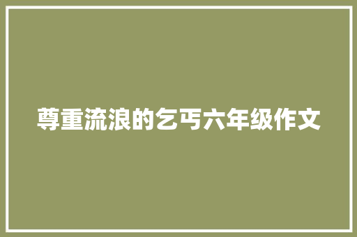 尊重流浪的乞丐六年级作文 报告写作
