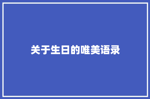 关于生日的唯美语录 商业文案