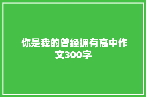  你是我的曾经拥有高中作文300字 写作技巧