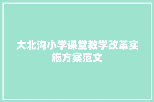 大北沟小学课堂教学改革实施方案范文 商业文案
