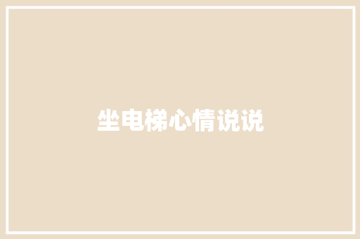 坐电梯心情说说 报告写作