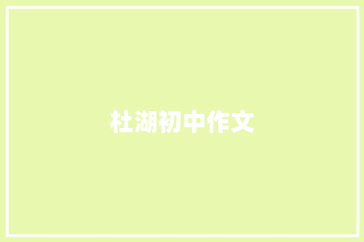 杜湖初中作文 写作技巧