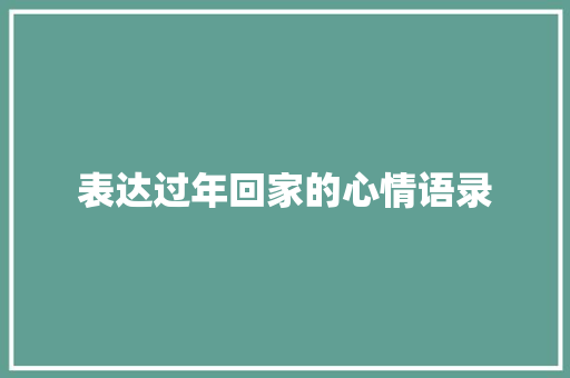 表达过年回家的心情语录