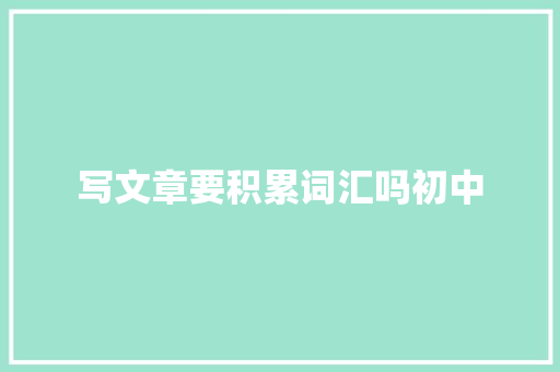 写文章要积累词汇吗初中