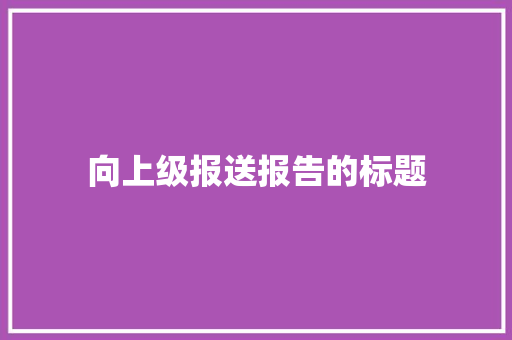 向上级报送报告的标题