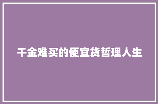 千金难买的便宜货哲理人生 商业文案