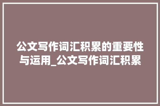 公文写作词汇积累的重要性与运用_公文写作词汇积累的书