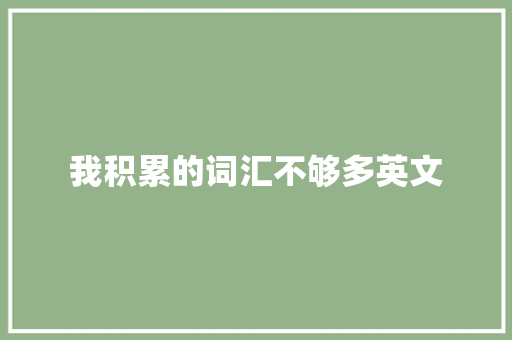 我积累的词汇不够多英文