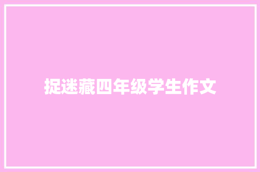 捉迷藏四年级学生作文