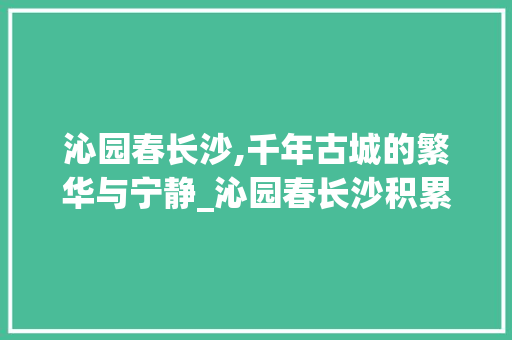 沁园春长沙,千年古城的繁华与宁静_沁园春长沙积累词汇