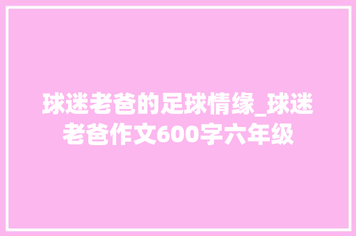 球迷老爸的足球情缘_球迷老爸作文600字六年级