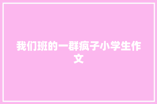 我们班的一群疯子小学生作文 范文赏析