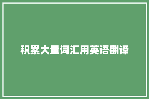 积累大量词汇用英语翻译 写作社区