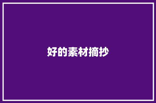 好的素材摘抄