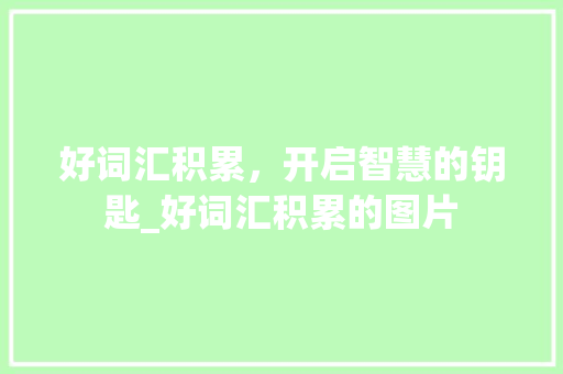 好词汇积累，开启智慧的钥匙_好词汇积累的图片