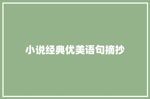 小说经典优美语句摘抄 写作素材