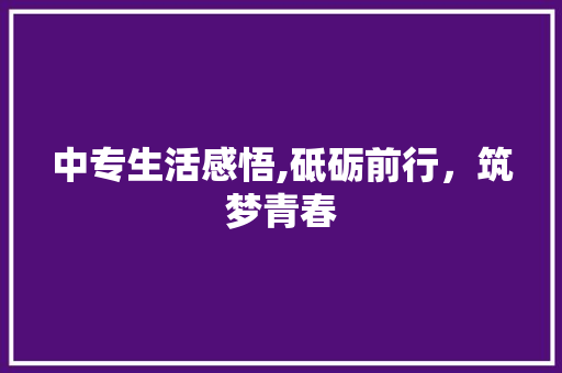 中专生活感悟,砥砺前行，筑梦青春