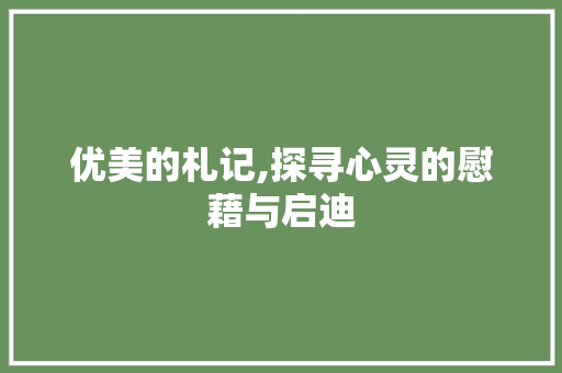 优美的札记,探寻心灵的慰藉与启迪