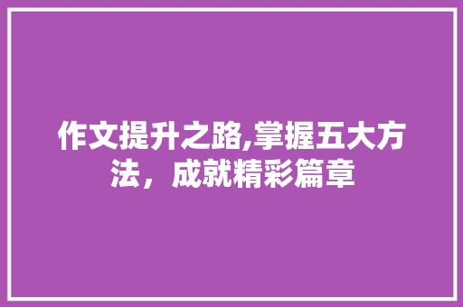 作文提升之路,掌握五大方法，成就精彩篇章