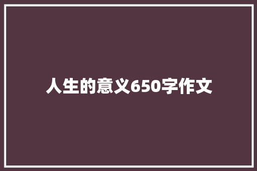 人生的意义650字作文