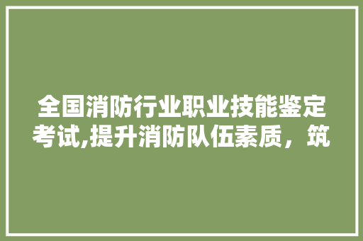 全国消防行业职业技能鉴定考试,提升消防队伍素质，筑牢安全防线