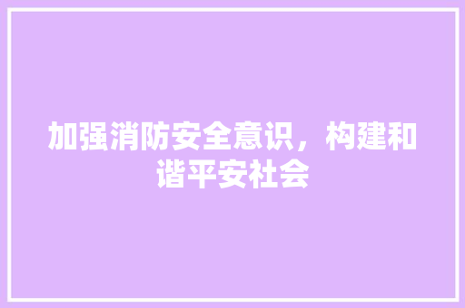 加强消防安全意识，构建和谐平安社会 范文赏析