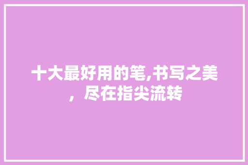 十大最好用的笔,书写之美，尽在指尖流转