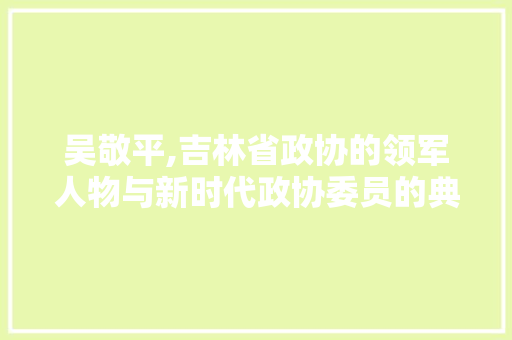 吴敬平,吉林省政协的领军人物与新时代政协委员的典范