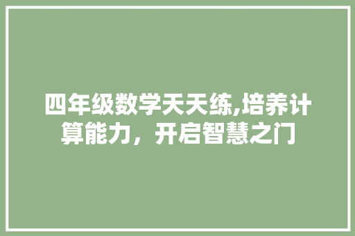 四年级数学天天练,培养计算能力，开启智慧之门 范文赏析