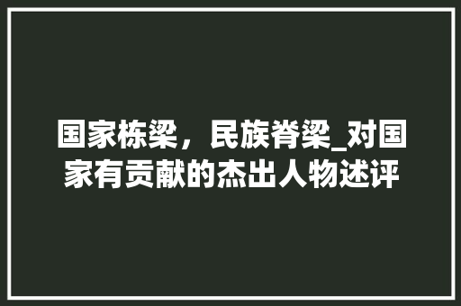 国家栋梁，民族脊梁_对国家有贡献的杰出人物述评
