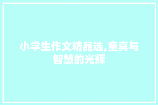 小学生作文精品选,童真与智慧的光辉