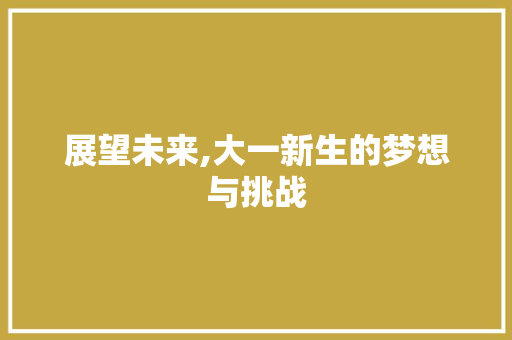 展望未来,大一新生的梦想与挑战