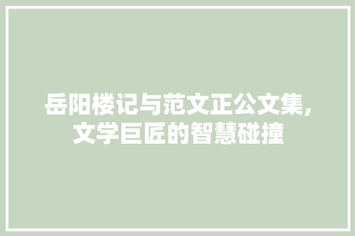 岳阳楼记与范文正公文集,文学巨匠的智慧碰撞 商业文案