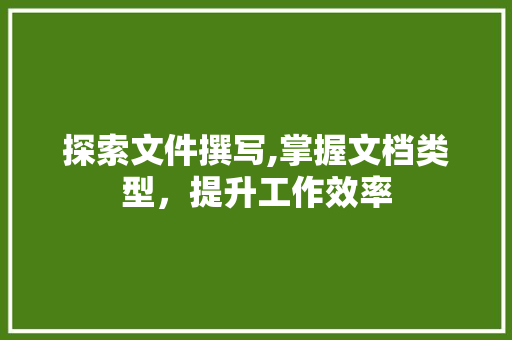 探索文件撰写,掌握文档类型，提升工作效率