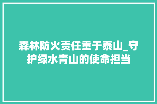 森林防火责任重于泰山_守护绿水青山的使命担当 写作素材